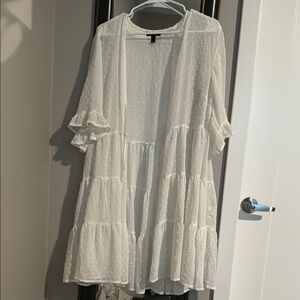 White Sheer Ruffle Cardigan